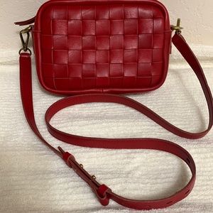 COPY - Madewell Red Leather Crossbody Bag: Woven Leather Edition New With Tags
